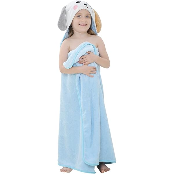 Serviette à Capuche Bébé Animaux Mignon - 100% Coton, Capuche Amovible, 115x70 Cm (0-6 Ans)