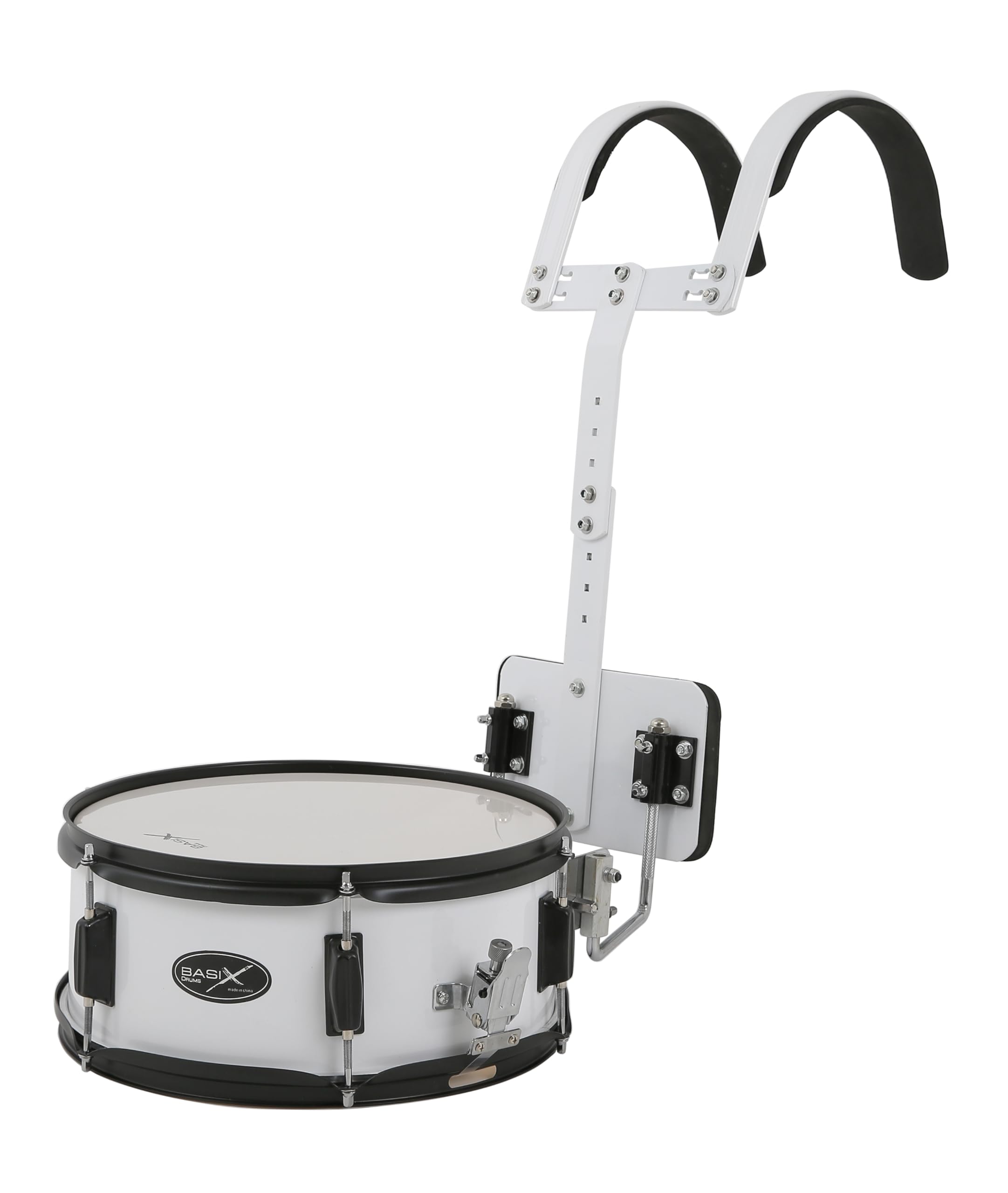 GEWA Marching Snaredrum, Marching Drum 14 x 5.5", wooden shell white laminated, incl. carry frame