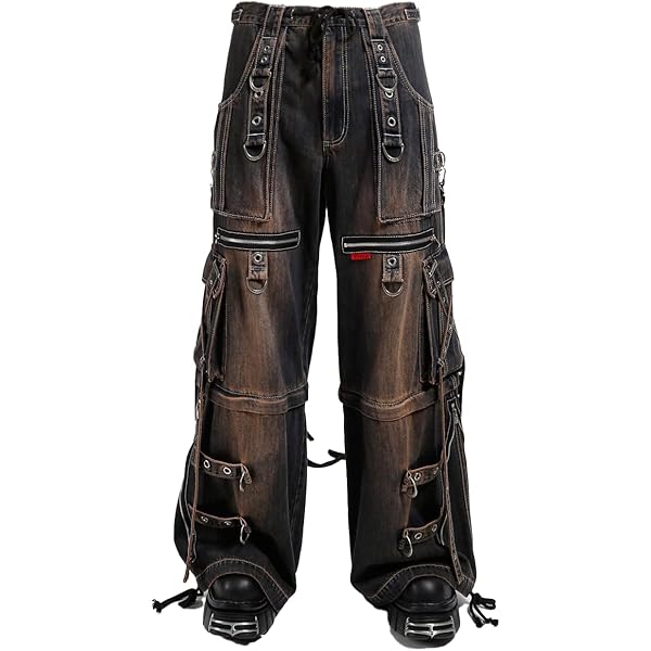 Amazon.com: Tripp NYC Crypt Pants [Black Denim] Baggy Wide Leg