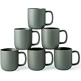 AmorArc 14oz Coffee Mugs Set of 6, Ceramic Coffee Mugs with Large Handle & Wavy Rim for Latte/Hot Cocoa/Tea, Stylish Coffee Mugs for Men Women. Oven,Dishwasher&Microwave Safe, Reactive Glaze