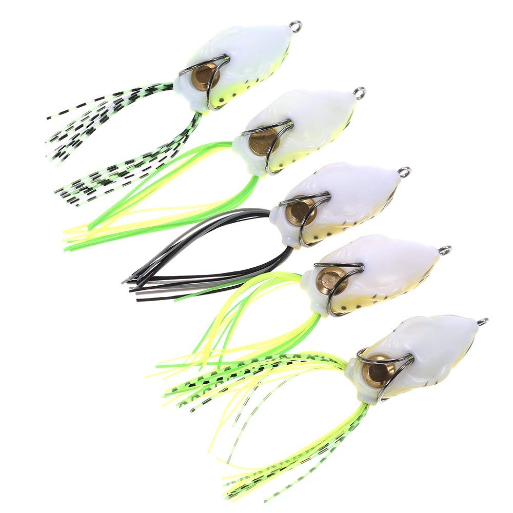 Bodyフロッグソフト釣りルアーcrankbaits S Set Bass Lixada For Pike Of Dogfish Topwater Snakehead Frogルアー Hollow B076krygml Pack Musky 5 タックルボックス 超安い