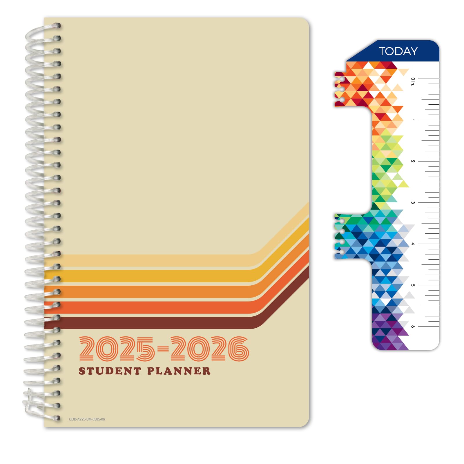 Photo 1 of Global Datebooks Dated Middle School or High School Student Planner for Academic Year 2025-2026 Includes Ruler/Bookmark and Planning Stickers (Matrix Style - 5.5"x8.5" - Retro)