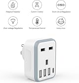 Loydia UK to US Plug Adaptor 5 in 1 with 3 USB & USB C Ports 2500W view 4