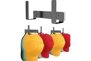 XQXA 2-Pack Hat Rack for Baseball Caps, Stainless Steel Hat Organizer for Baseball Cap, Hat Holder Storage, Hat Hanger Strong Adhesive/Wall Drilled for Door, Bedroom, Closet