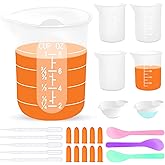 Silicone Resin Measuring Cups Tool Kit, Non-Stick Silicone Cups for Epoxy Resin, Reusable 250&100ml Silicone Mixing Cups with