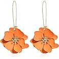 GUOXIAOMEI Bohemian Daisy Flower Matte Floral Long Petal Drop Dangle Earrings Layered Tiered for Women Chic Boho Wedding Jewelry