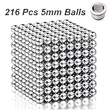 RAINBEAN Magnet Balls, Magnetic Balls 5mm Toys Buckyballs Sculpture Building Blocks, Office Desk Toys Stress Relief for Adults, Intelligence Development for Kids Learning, 216 Pcs Silver