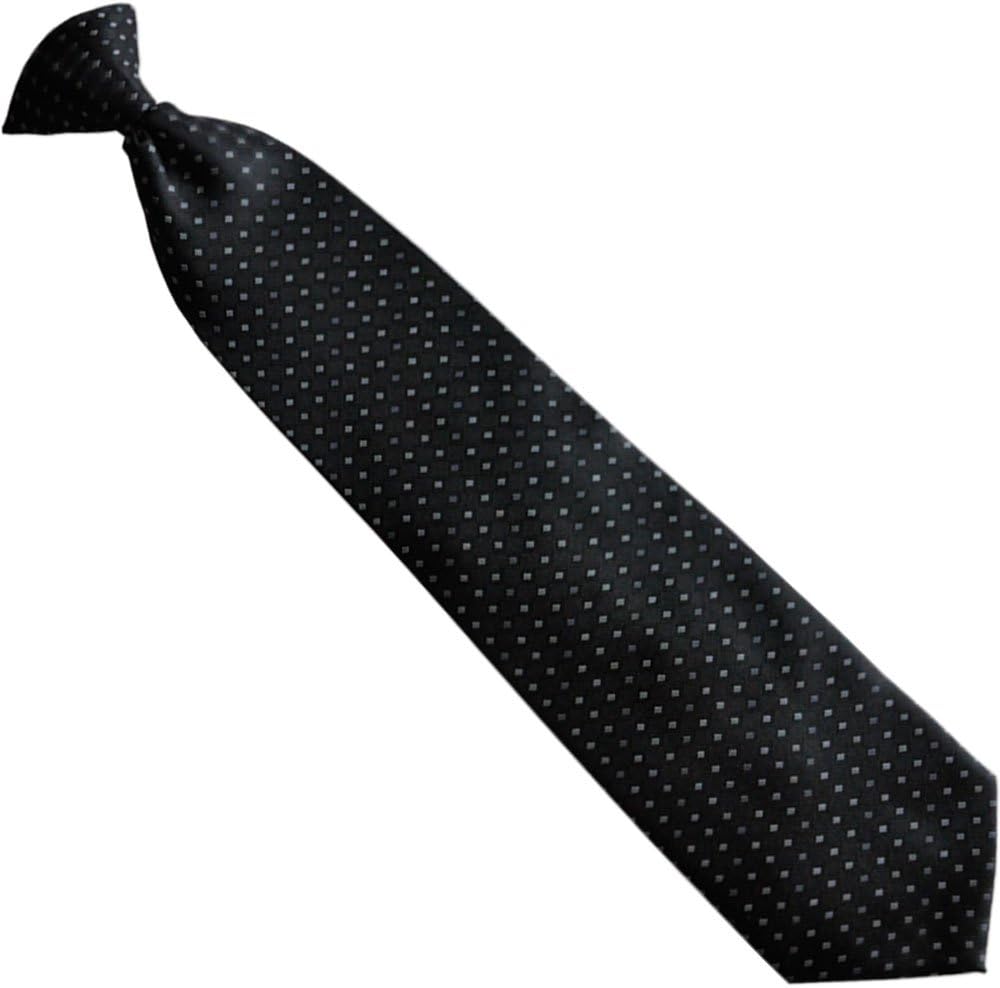 Necktie Emporium Men's Woven Black with White Diamonds Pattern Clip-On Necktie