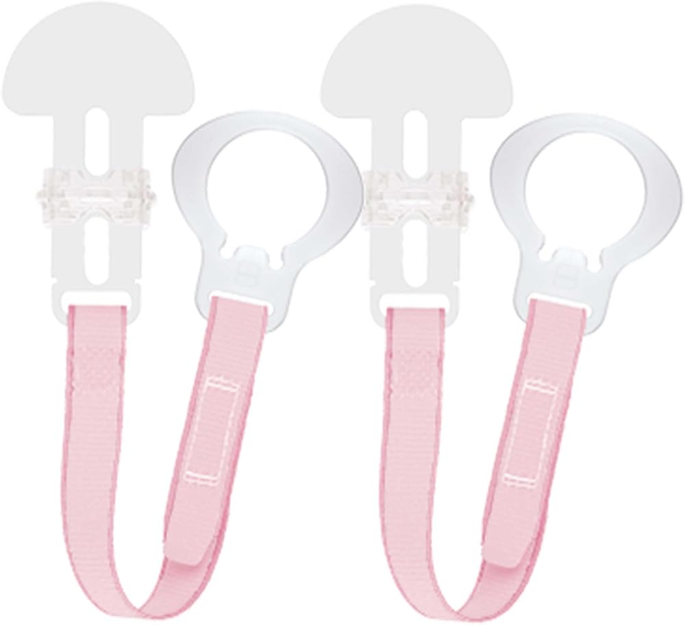 MAM Clip 2 Pack Soother Clips Fit All MAM Soothers Pink Strap