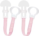 MAM Clip 2 Pack Soother Clips Fit All MAM Soothers Pink Strap
