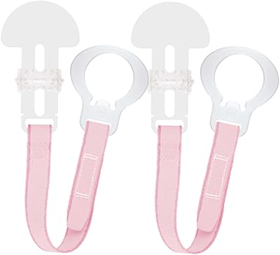 MAM Clip 2 Pack Soother Clips Fit All MAM Soothers Pink Strap