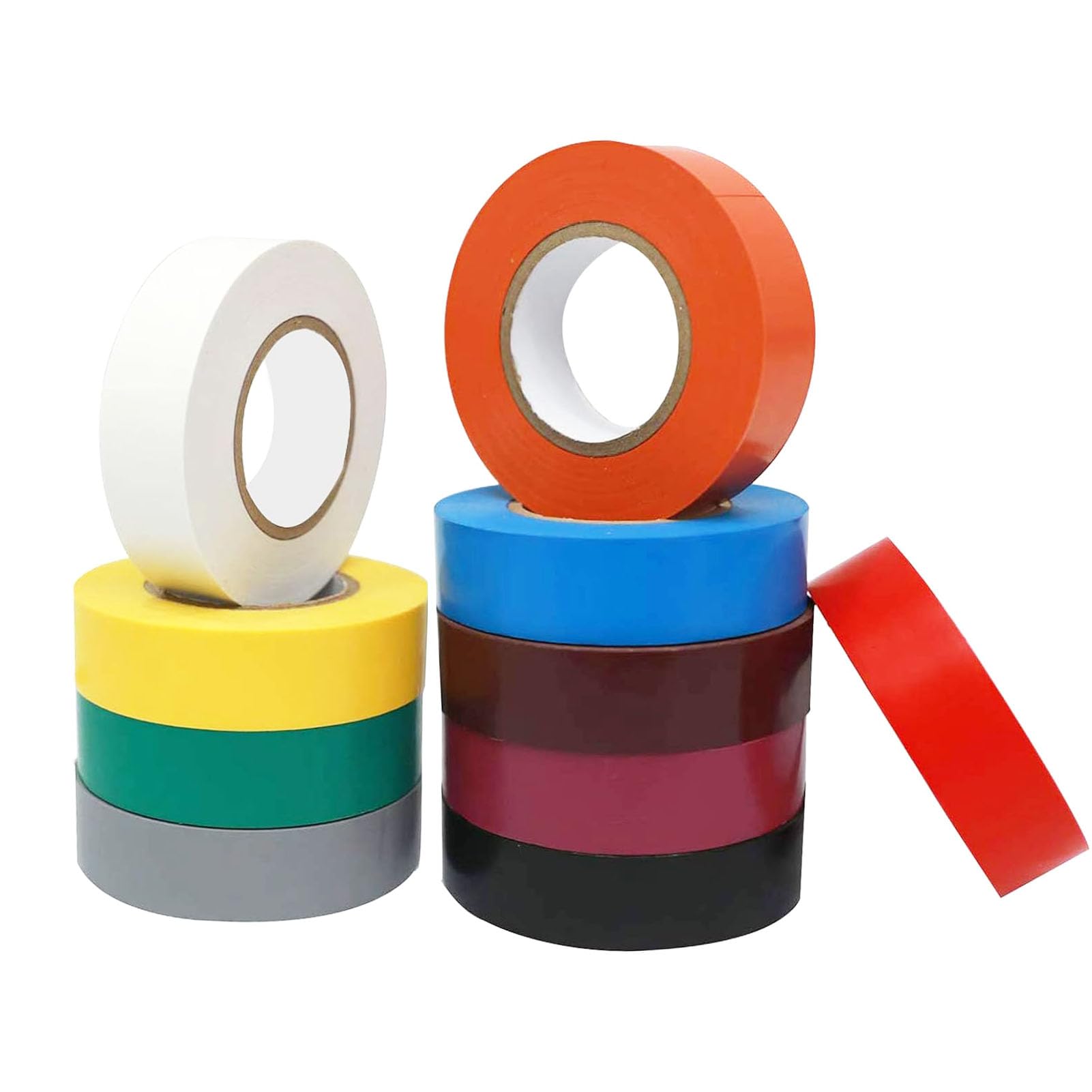 WELSTIK Multi Pack of PVC Electrical Insulation Tape, 19mm x 20m, Premium Multi-colour Mixed 10 Rolls