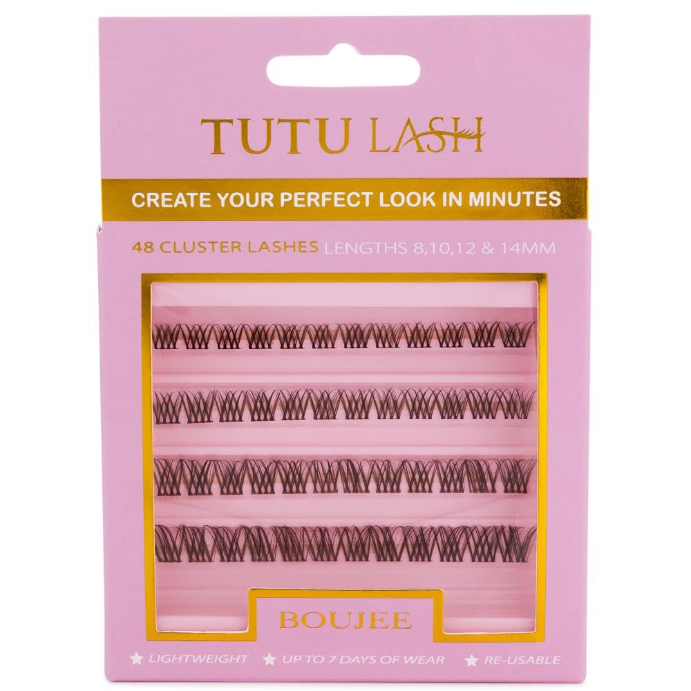 Tutu Lash Caramel Lashes Brown DIY Cluster Lashes BOUJEE 48 x lash clusters self application easy to apply lashes box re-usable vegan (Boujee Brown Cluster Lashes)