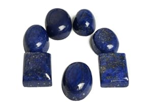 GEMHUB Gemstone for Jewelry Making Lapis Lazuli Gold Flaked Mix Cabochon 100 Ct Set of 7 Pcs Loose Gemstone Beads