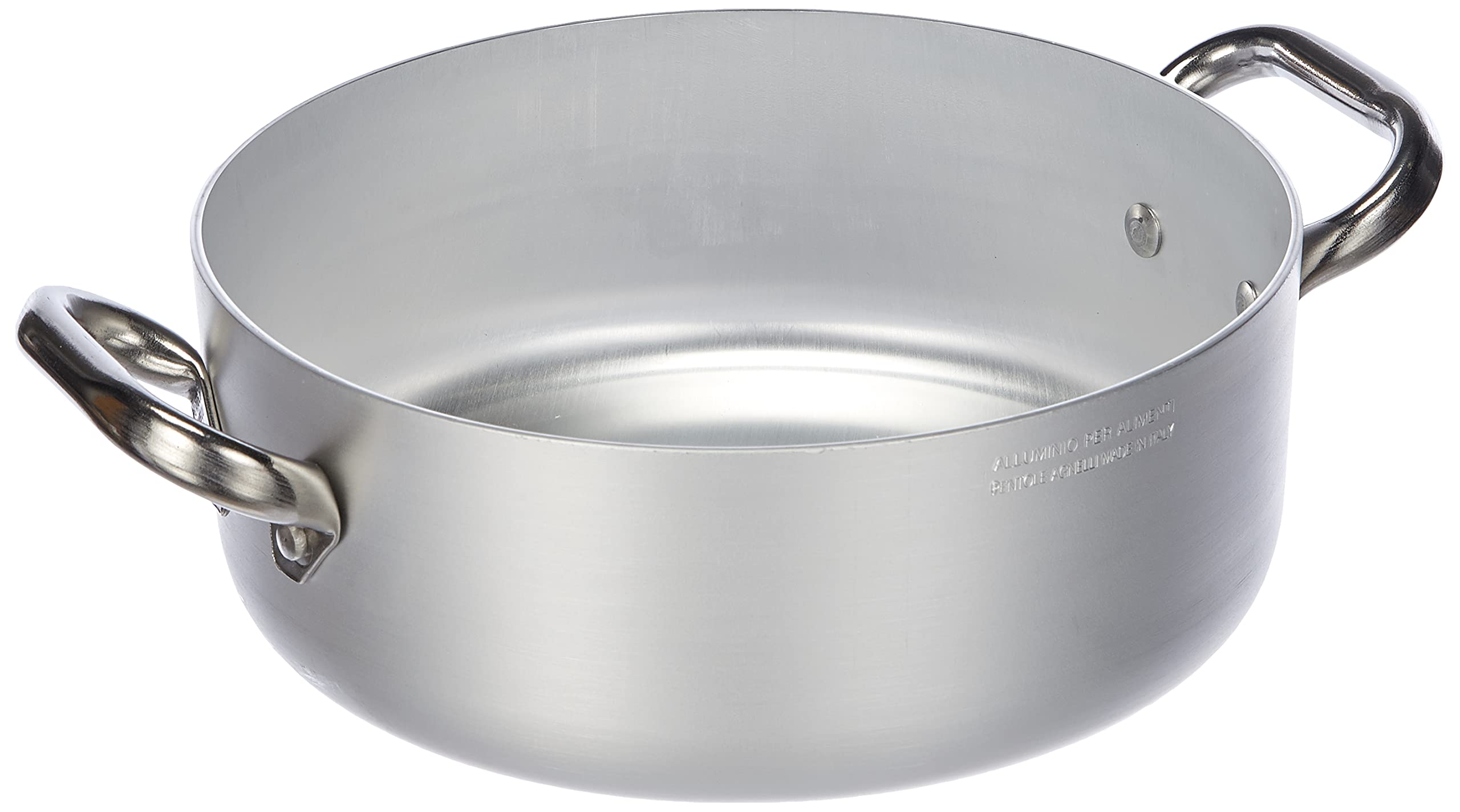 Pentole Agnelli ALMA10622 Professional Aluminum Pans 3 mm, Low Casserole with 2 Handles, 3.4 L