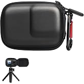 Mini Carrying Case for DJI Osmo Action 4 and Xtra Edge with Detachable Clip | Compact Case Compatible with DJI Action 5 Pro/3,Gopro Hero12/11/10,Waterproof PU Surface,Two-ways Zipper,Precise Lens Hole