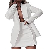 LROSEY Women Skirt Suit Sets 2 Piece Outfits Blazer Jacket High Waisted Mini Skirts Suits for Casual Business Teacher