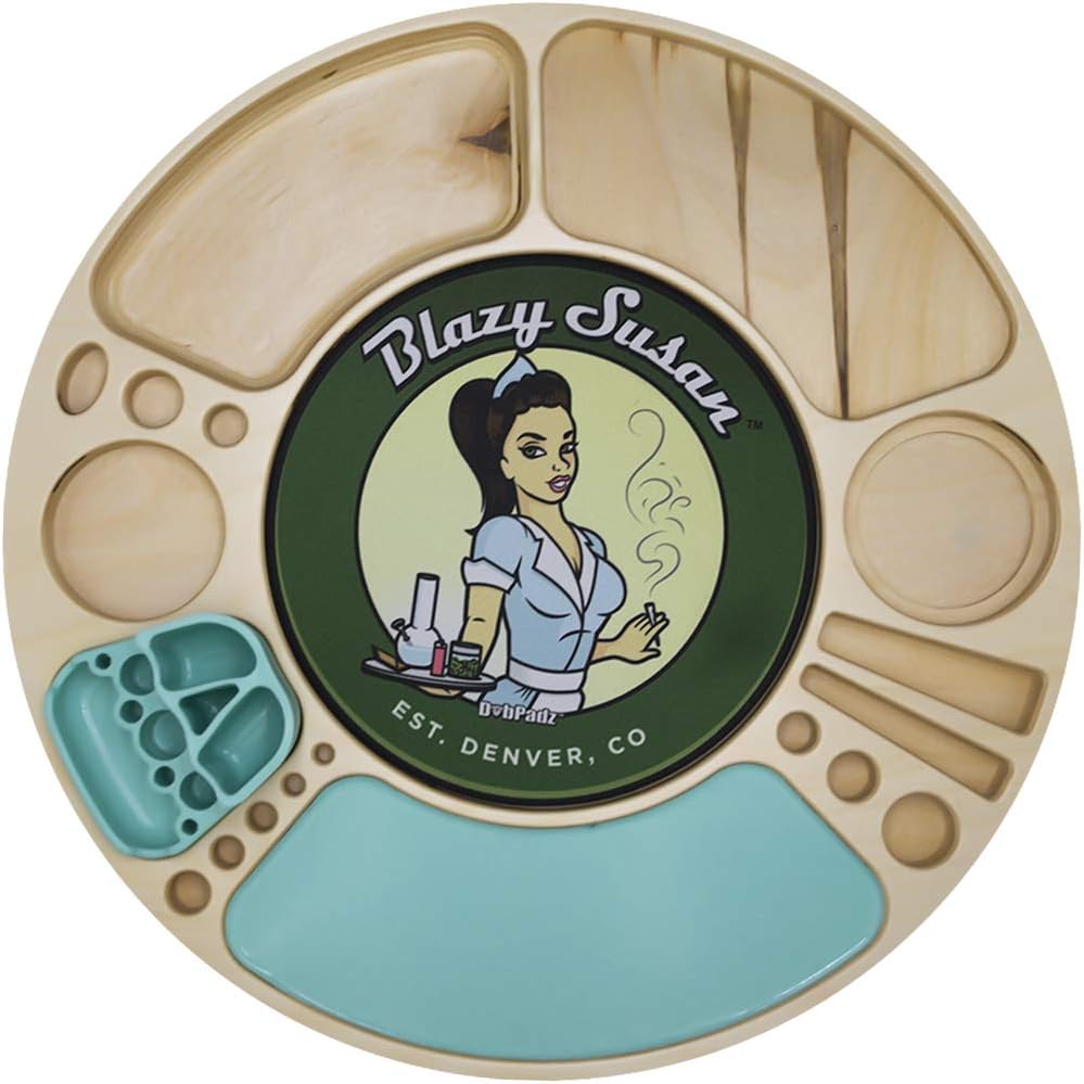 Blazy Susan Spinning Rolling Tray | Lifestyle Organizer | Free Silicone Pad + Inserts