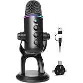 ZealSound Wireless Microphone for PC iPhone &amp; Android with Noise Reduction | Gain &amp; Mute Controls, Zero-Latency Monitoring, RGB Lighting &amp; Echo Control for Podcasting, Gaming, Streaming &amp; YouTube Videos