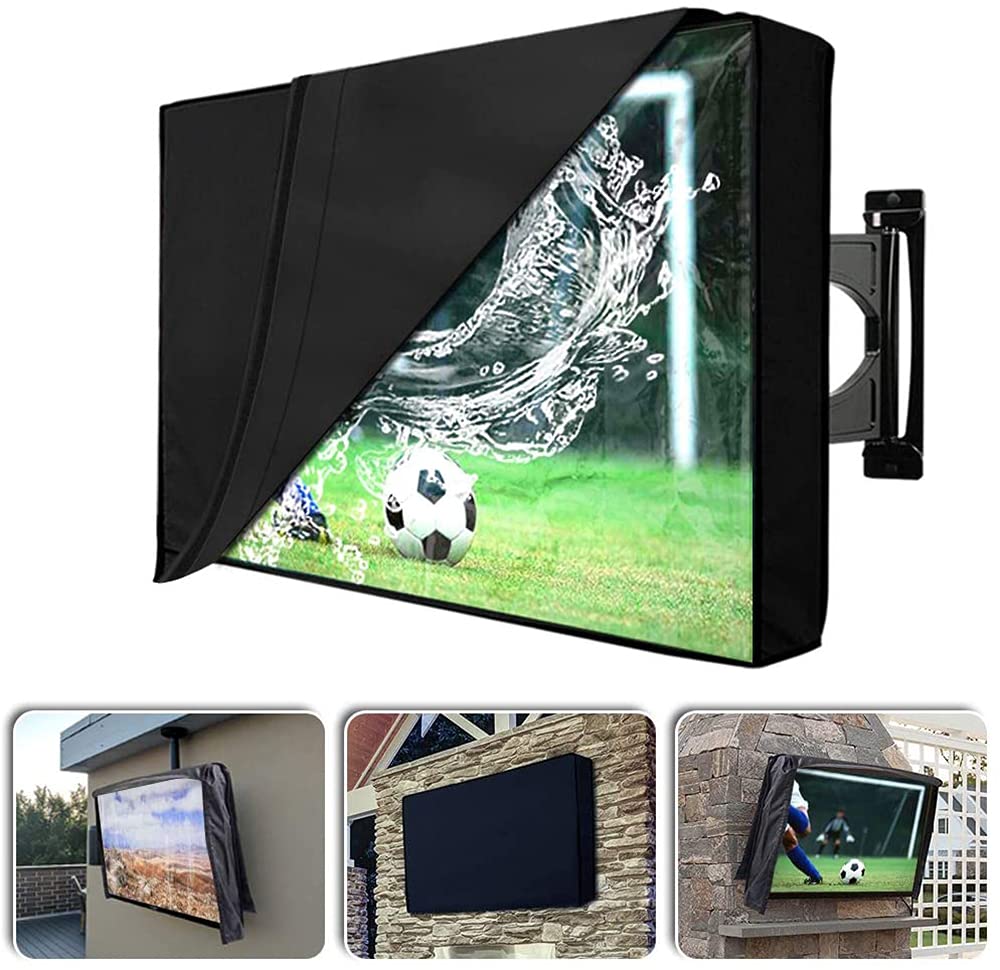 Ucare Outdoor TV Cover - 600D Waterproof Oxford TV Set - Clear Screen - Dustproof - Remote Control Pocket (36-38in)