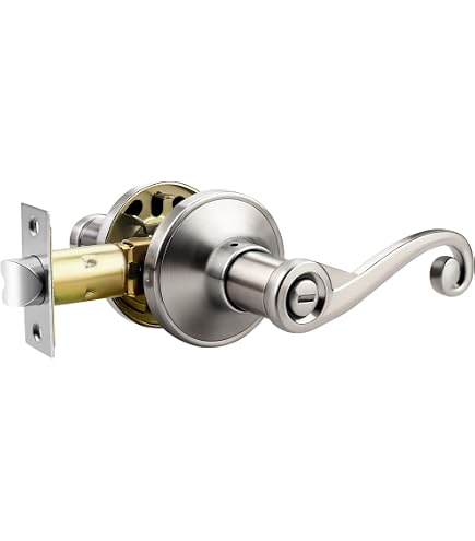 Designers Impressions Livingston Design Satin Nickel Privacy Door Lever Bed And