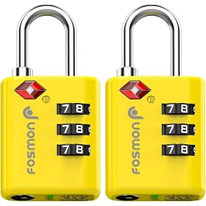 Fosmon TSA Approved Luggage Locks, Travel Locks for Luggage Suitcases, 3-Digit Combination Lock 2 Pack, Small Padlock with In