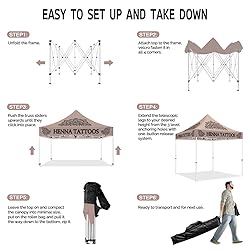 10x10 Henna Tattoo Themed Pop Up Canopy