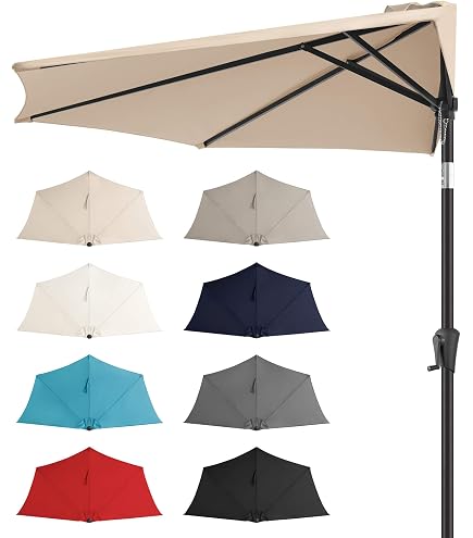 International Caravan Furniture Piece 9-Foot Half Round Wall Hugger Umbrella : Patio, Lawn & Garden