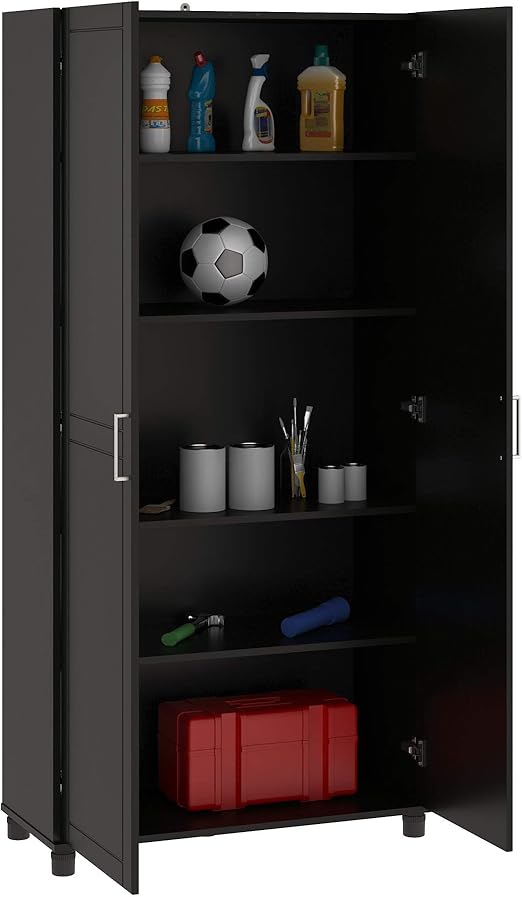 Amazon Com Systembuild Callahan Storage Cabinet 36 Black Home Kitchen