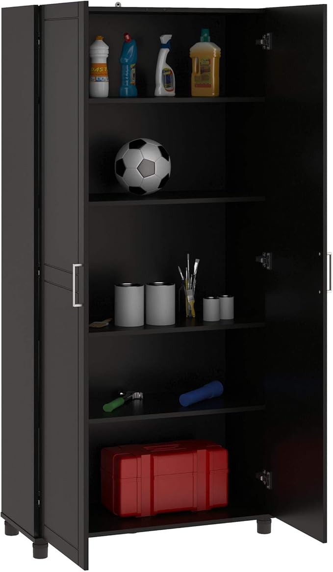 Amazon Com Systembuild Callahan Storage Cabinet 36 Black Home Kitchen
