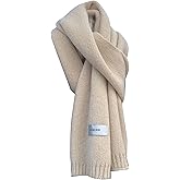 Verdusa Women's Knitted Scarf Letter Patched Neck Gaiter Warm Winter Scarves