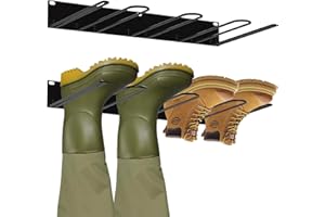ENWOMATY Boot Rack: Boot Hangers Wall Mount Holds 4 Pairs - Metal Wader Hangers Boots Storage Organizer Tall Boots Holder for Cowboy Garage Storage Closet Entryway Outdoor Drying, Black