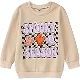 MODNTOGA Kids Boy Girl Crewneck Sweatshirt Ghost Graphic Spooky Season Letter Print Halloween Shirt Long Sleeve Pullover Tops