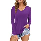 Amoretu Womens Tshirts V Neck Short Sleeve Tops Tee Solid Color Blouse