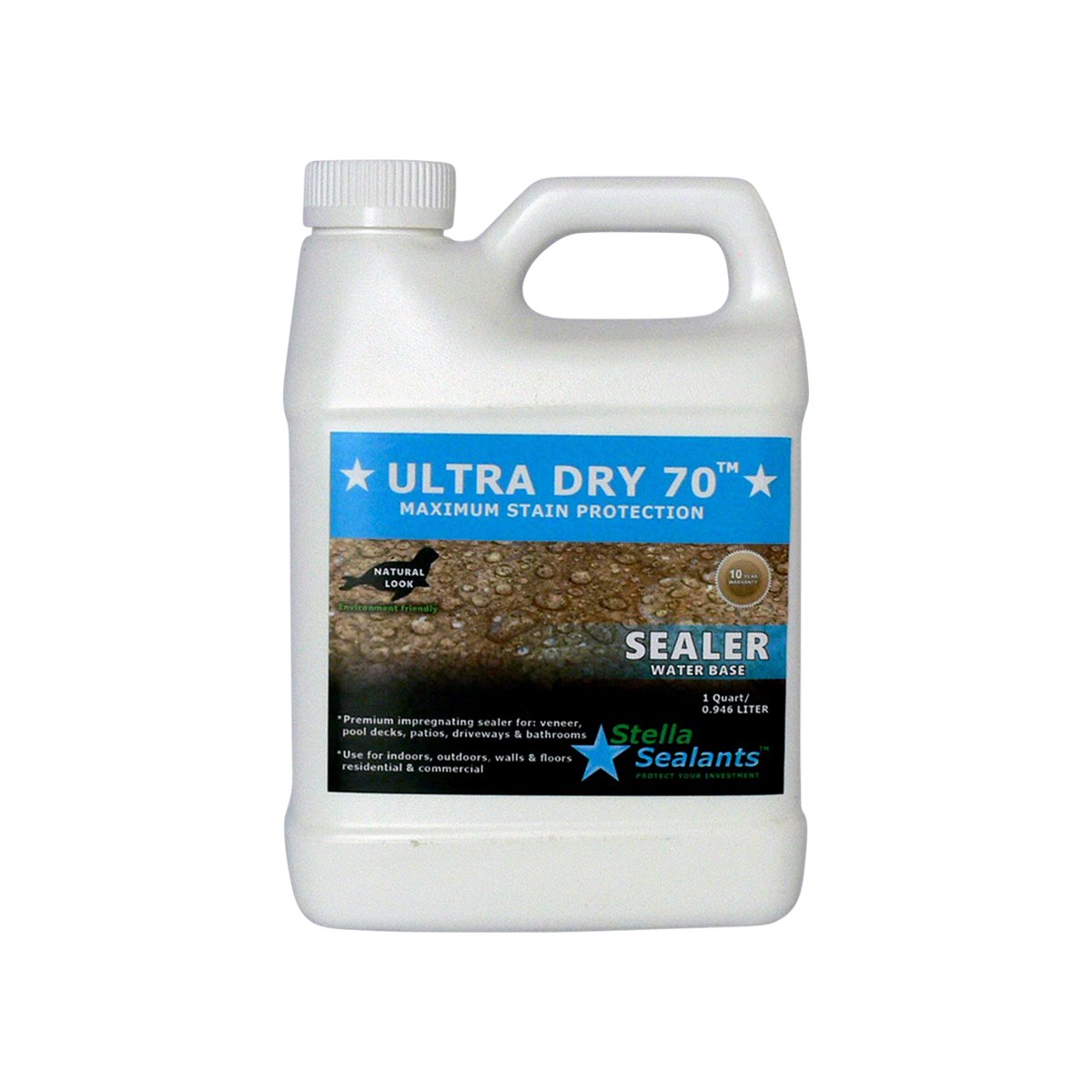 Ultra Dry 70 Natural Stone Sealer - Tile and Grout Sealer - Countertop Sealer - Bathroom Sealer (Quart)