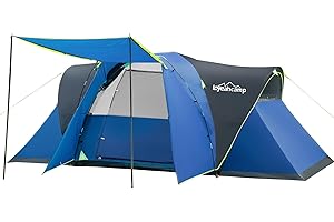 LOYEAHCAMP 8 Person Larger Extended Dome Camping Tent with 3 Rooms, Waterproof Semi-Freestanding Family Outdoor Tent with Spacious Interior and Mesh Windows
