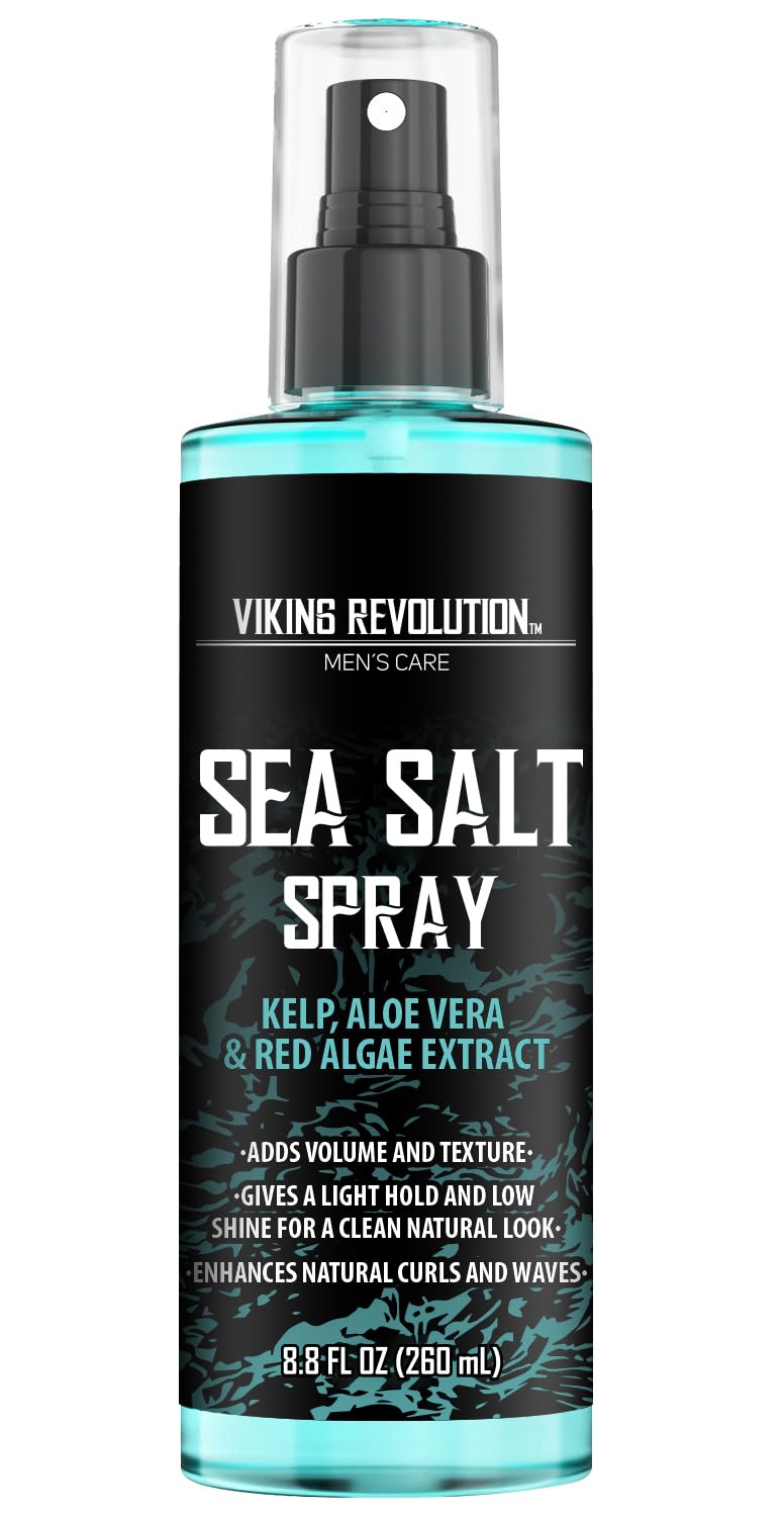 Viking Revolution Sea Salt Spray for Hair Men - Hair Texturizing Spray with Kelp, Aloe Vera and Red Algae Extract - Surf Spray to Add Volume and Texture Sea Salt Spray for Men Beach Hair Spray - 8.8oz