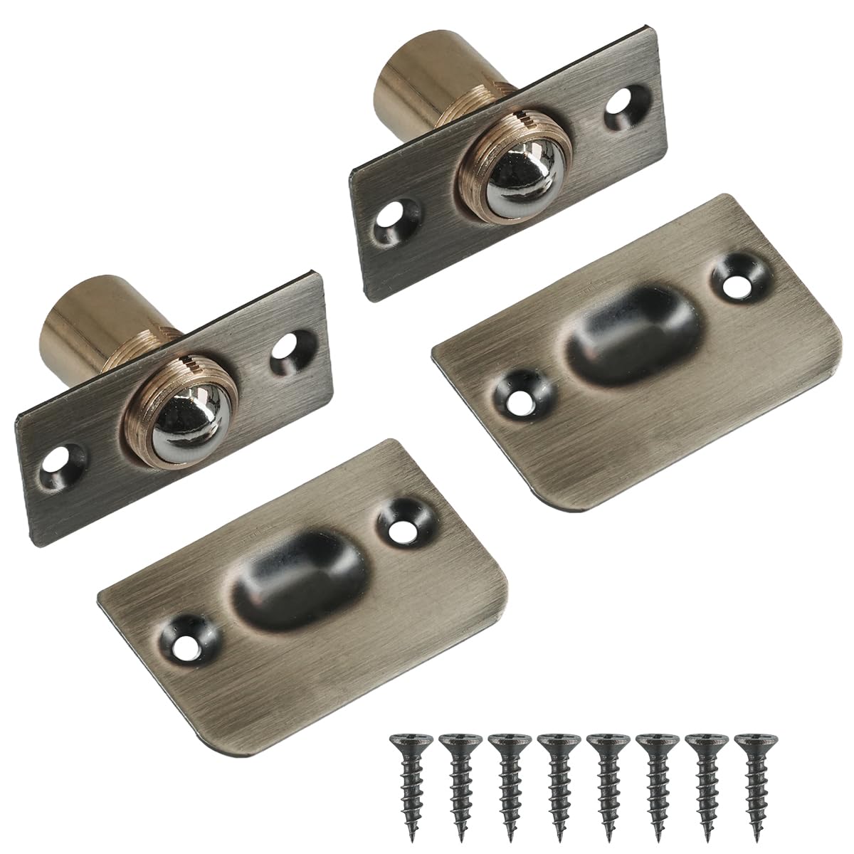 2 Pack Ball Door Catches for Internal Doors, Adjustable Roller Spring Bearing Door Latches for Closet,Wardrobe Door,Cabinet Cupboard (Green Bronze)