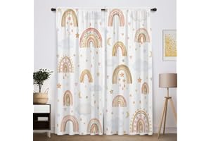 Funnytree Акварель Бохо Радужные оконные шторы для маленьких девочек Осень Облако Звезда Луна Детские Гостиная Спальня Детская Малышей