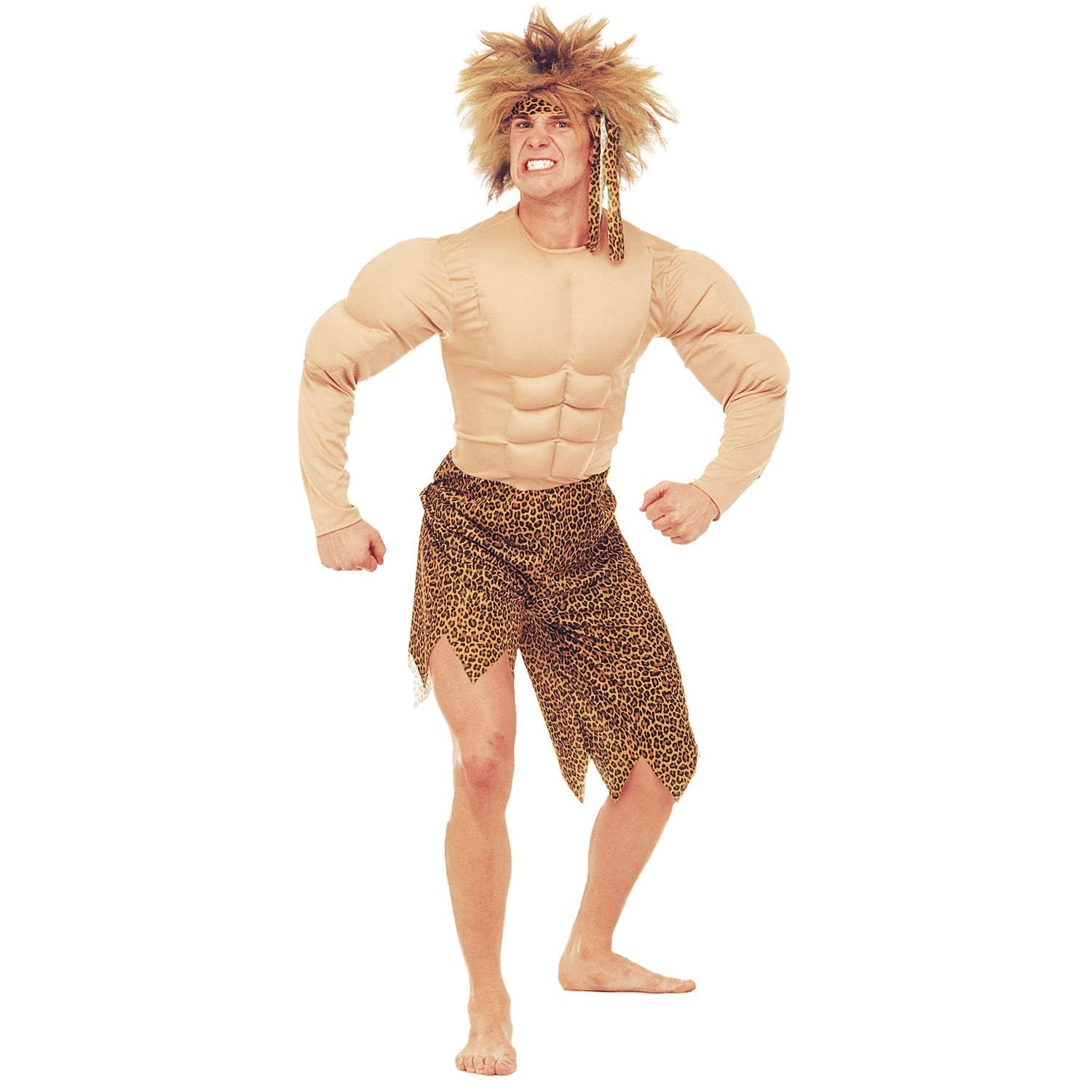 Widmann 32714 Jungle Man Costume with Muscles and Headband, Stone Age, Neanderthal, Carnival, Theme Party