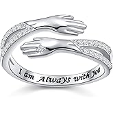 JZMSJF S925 Sterling Silver Hug Ring Adjustable Promise rings Valentine's Day Birthday Anniversary Jewelry for Women