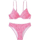 SweatyRocks Women's 2 Piece Bikini Sets Ditsy Floral Spaghetti Strap Swimsuit High Cut Bathing Suit