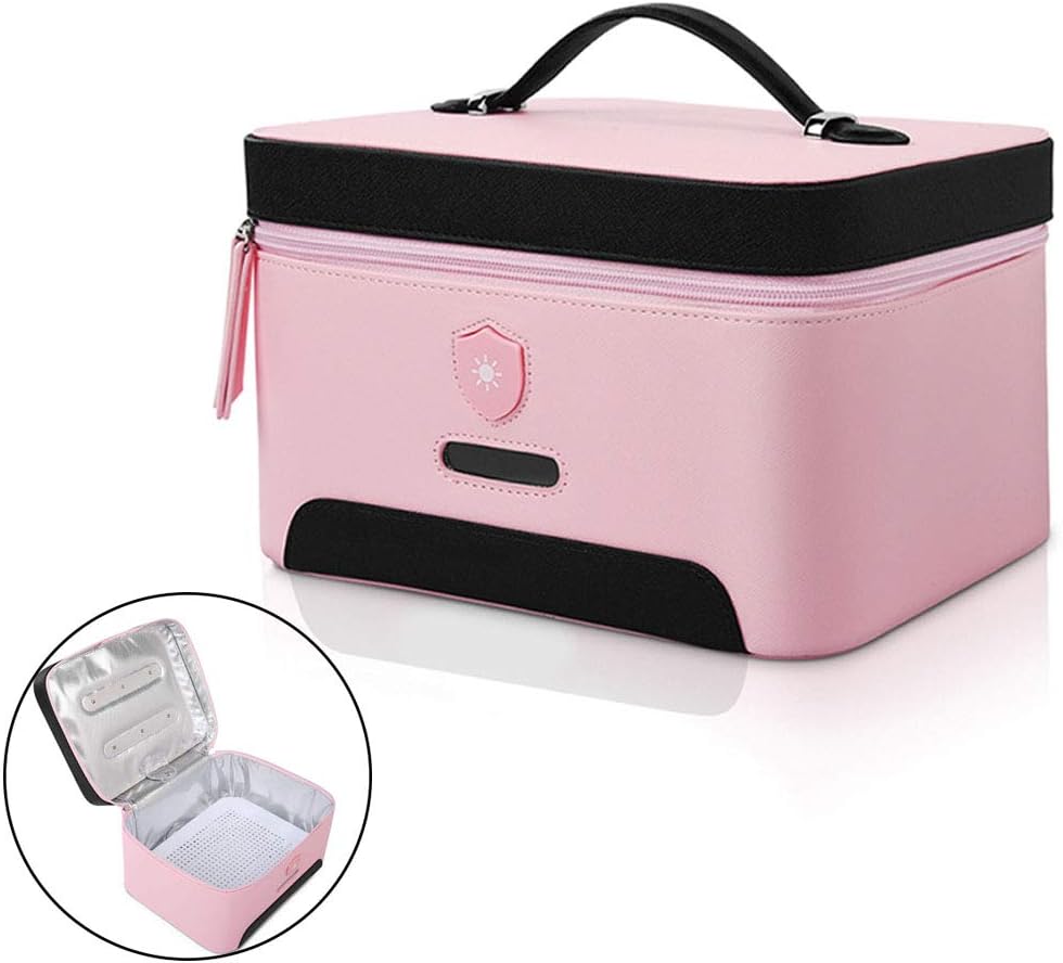UV Sanitizer Box USB Rechargeable, Portable Travel Waterproof LED UV Disinfection Bag for Baby Bottle/Toothbrush/Underwear, Kills 99.9% of Bacterial in 59s,Pink