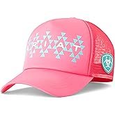ARIAT Youth Girls Southwestern Logo Band Ponytail Hat, Hot Pink, One Size