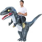 JUROSAICA Inflatable Dinosaur Costume Adult Blow Up Velociraptor Funny Dino Raptor Suit Ride On T Rex Halloween Thanksgiving Costume Christma Gift For Men Women Party Grey