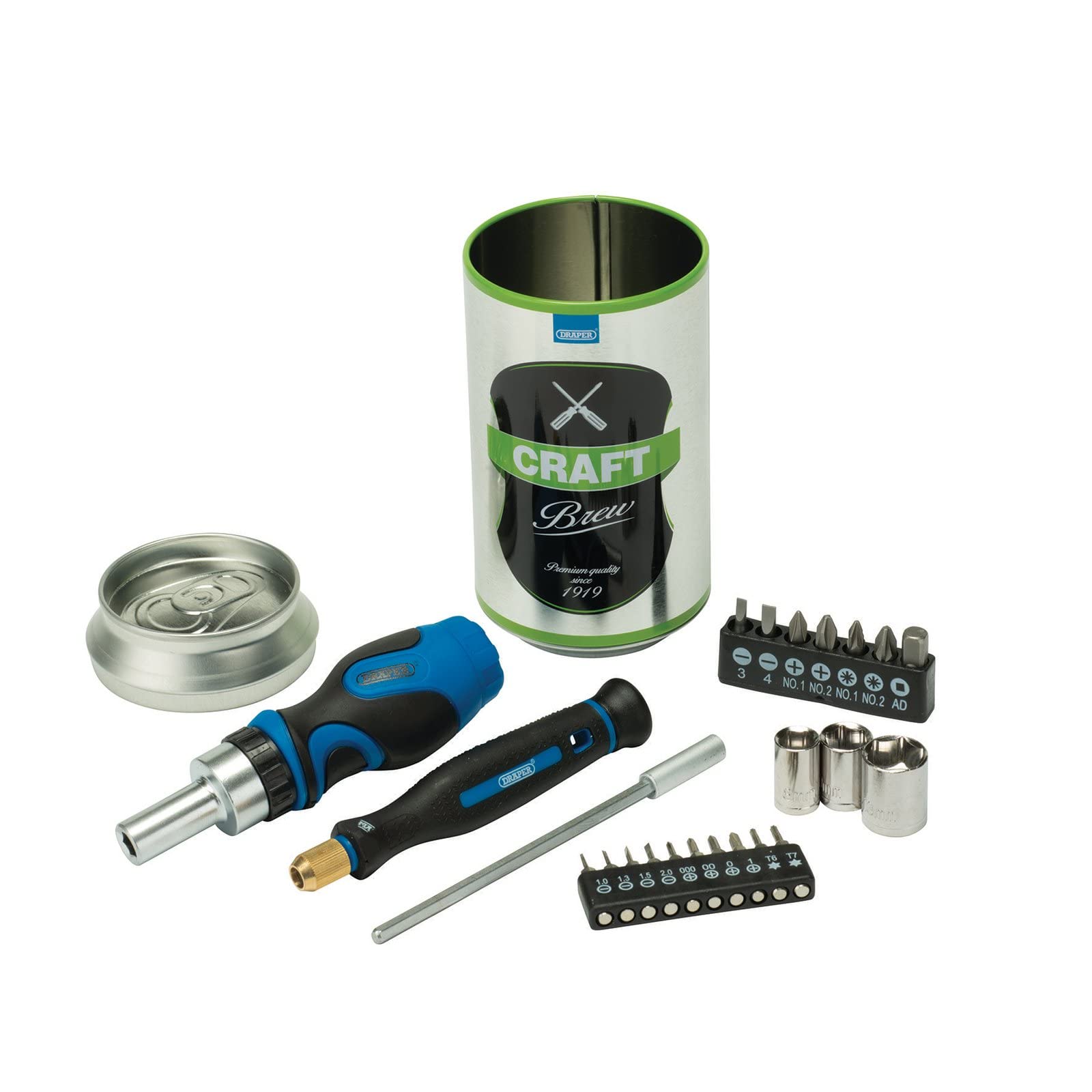 Draper 04775 Stubby Ratchet Screwdriver and Bit Set, Special Edition - Workshop Brew (23 Piece)