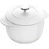 STAUB Cast Iron Petite French Oven, Dutch Oven, 1.5-quart, serves 2, Made in France, Matte White