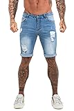 GINGTTO Mens Denim Shorts Casual Ripped Short Jeans
