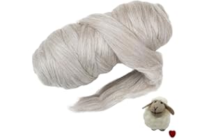 Kondoos Natural 1lb Wool Bulk roving,. Best Wool for Spinning, arm Knitting, Needle Felting, Chunky Blankets Spinning Thick Yarn Tapestry. Natural, un-Dyed. (Sand, 1 lb)