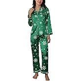 CloudLike Women Silk Satin Pajamas Sets 2 Piece Fall Pj Long Sleeve Button Down Sleepwear Nightwear Mathching Loungewear